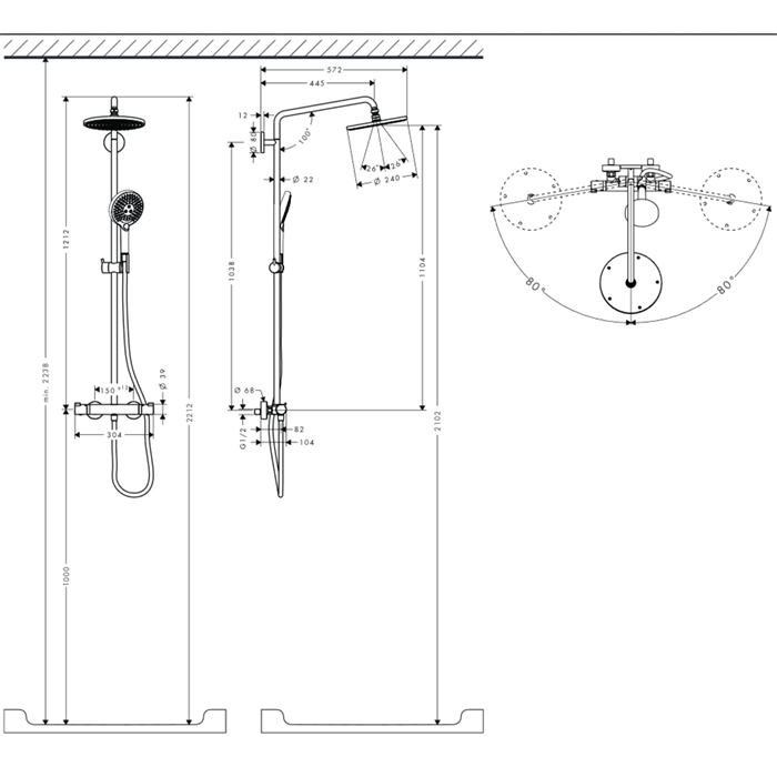 Hansgrohe Raindance Select S 240 Showerpipe Душевая система с термостатом, цвет: хром