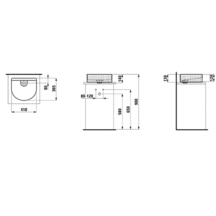 Laufen Sonar Раковина 41x36.5х13 см, без отв., цвет: белый матовый