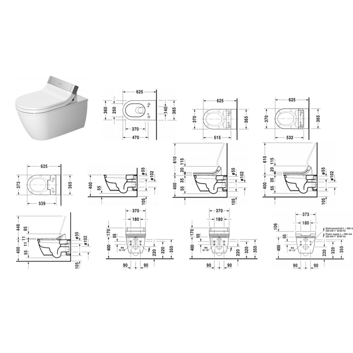 Duravit Darling New SensoWash Унитаз подвесной 37x62.5см, с вертикальным смывом, только в сочетании с SensoWash