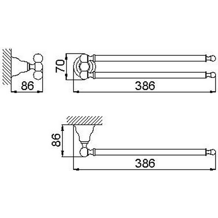 HUBER Croisette Полотенцедержатель двойной 38.6см, подвесной, цвет: хром