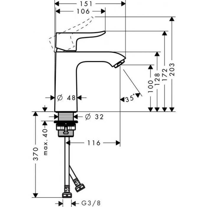 Hansgrohe Metris Смеситель для раковины, однорычажный, на 1 отв., излив: 15.1см., цвет: хром