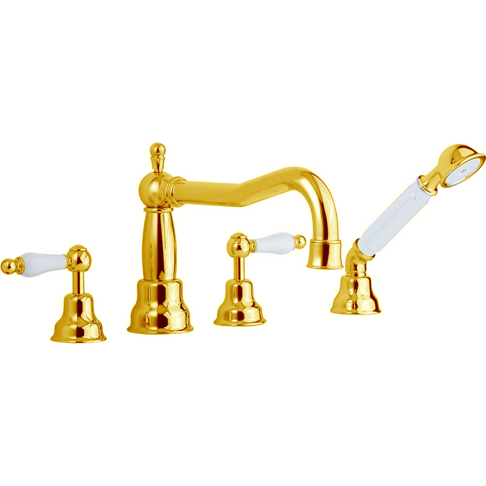 CISAL Arcana Toscana Смеситель на борт ванны на 4 отверстия, цвет: золото/белый