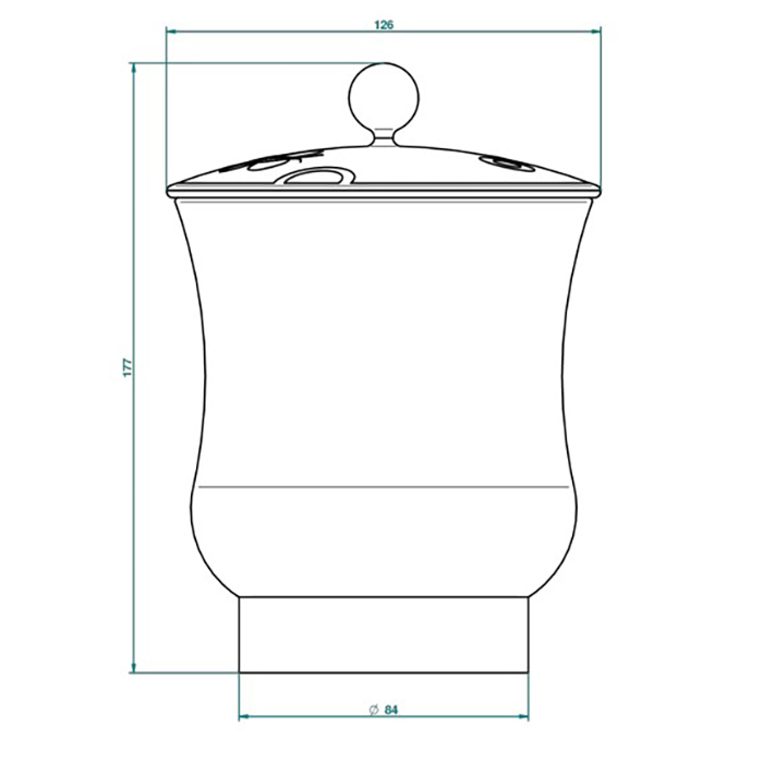 THG CAPUCINE VERT DECOR PLATINE Китайская лакированная коробка с белой керамической крышкой Ø126 мм., middle size, декор платина/зеленый, цвет: белый