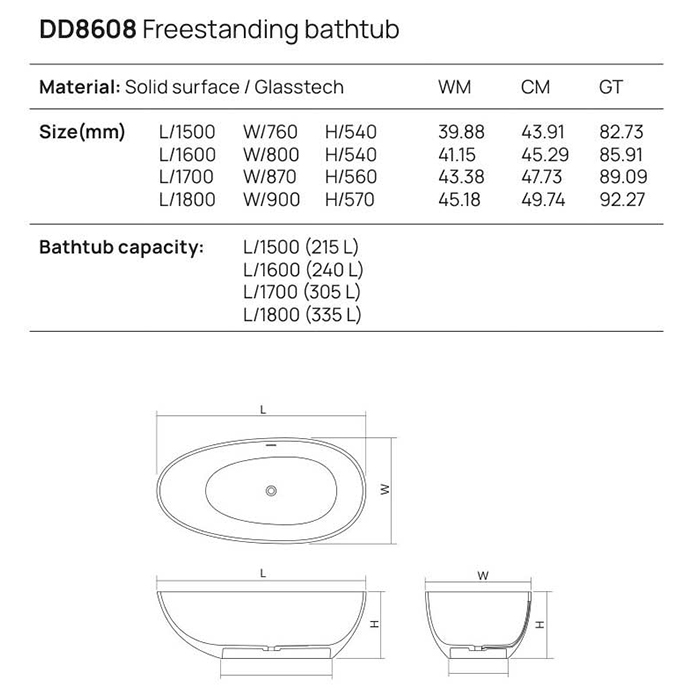 Dea Design Modern Ванна 160x80x54см., отдельностоящая, Glasstech, прозрачная смола, цвет: Smoky Black R4