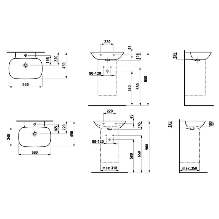 Laufen INO Раковина 56х45х12 см, 1 отв., покрытие LLC, цвет: белый