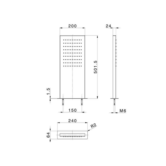 Cisal Zen Shower Верхний душ настенный 50х20х0,24 см, цвет: полированная нержавеющая сталь