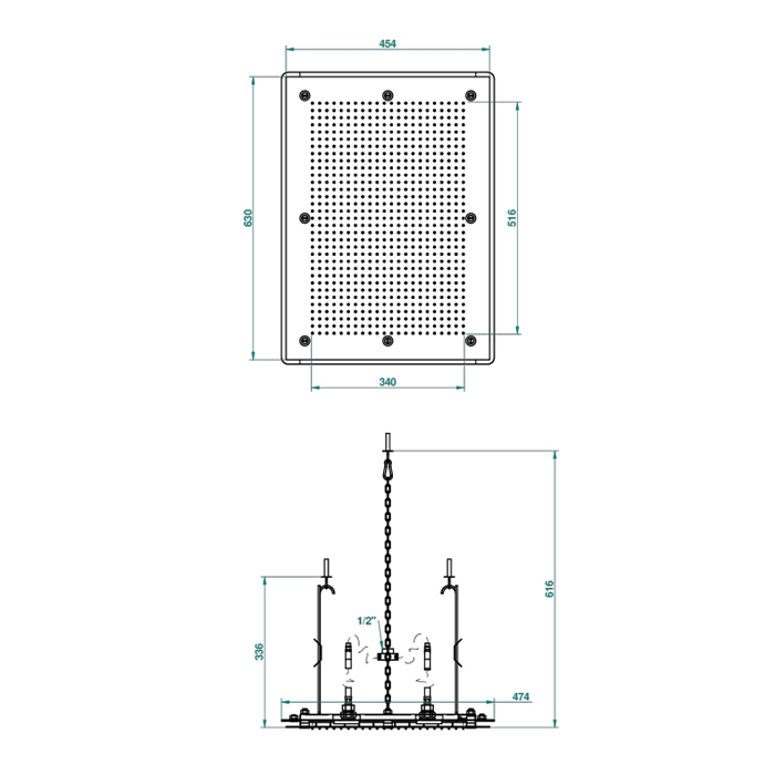 THG Верхний душ 63х45.4см., встраиваемый в потолок, цвет: Soft matt gold