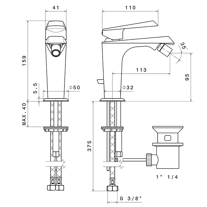 Newform Nio Смеситель для биде, 1 отв., с донным клапаном, цвет: хром