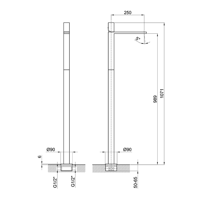 Fantini Milano Смеситель для раковины, напольный, излив: 250 мм, цвет: Matt Gun Metal PVD