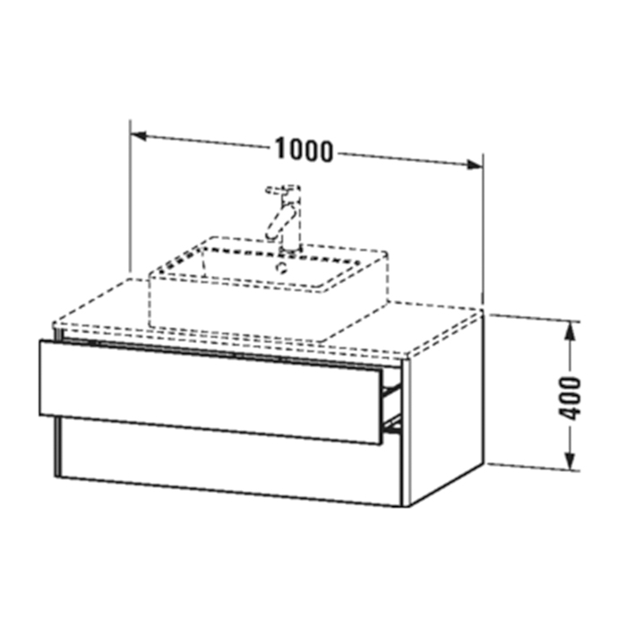 Duravit XSquare Тумба с раковиной 100х54.8х40см., подвесная, с 2 выдв ящик, цвет: бетонно-серый матовый