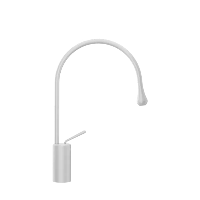 Gessi Goccia Смеситель для раковины на 1 отверстие, высокий, излив 244мм R=125, цвет: белый