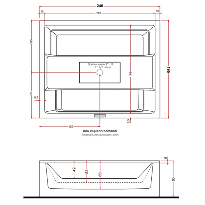 Gruppo Treesse Rest Минибассейн 240x195х85см., хромотерапия 1, озон. дезинф. внешняя панель VTR, автонаполнение и дренаж, нагрев3KW, цвет: белый