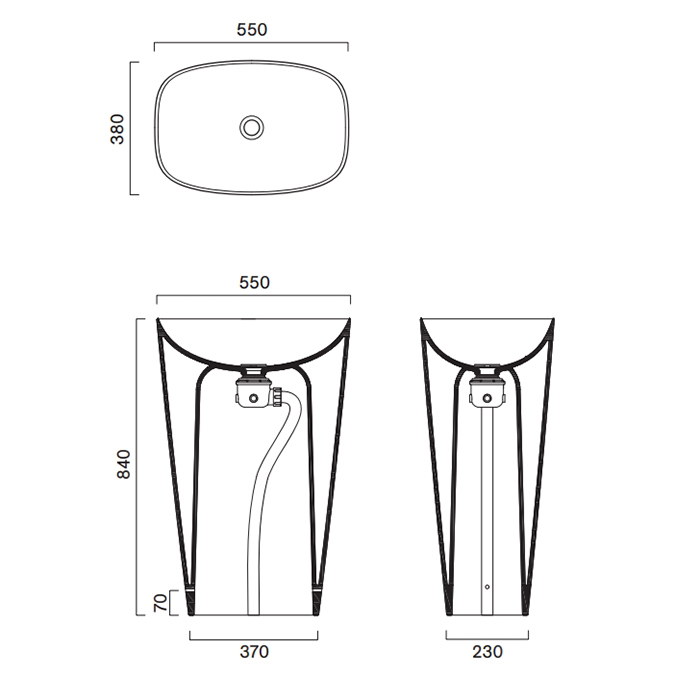 Catalano Green Раковина 55x38h85см, свободностоящая, без отв., слив в пол, цвет: белый матовый