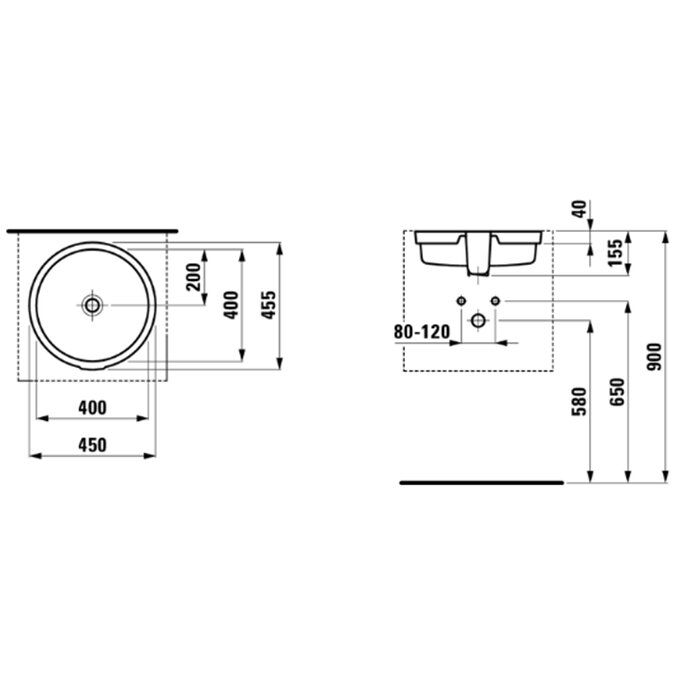 Laufen Living City Раковина 40х40х15.5 см, без отв., цвет: белый