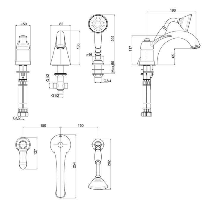 Carlo Frattini Lamp, Cмеситель на борт ванны, цвет: Хром