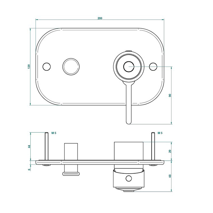 THG CAPUCINE VERT DECOR PLATINE Смеситель для душа встраиваемый, однорычажный, с переключателем, внешняя часть, декор платина, цвет: хром