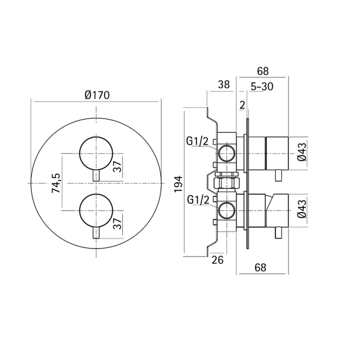 Cisal Xion Смеситель для ванны/душа, встраиваемый, внешняя и внутренняя части в комплекте, цвет: нержавеющая сталь