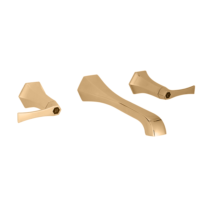 Cisal Cherie Смеситель на раковину на 3 отверстия из стены, излив 200 мм,внешняя часть, цвет: золото