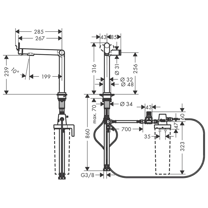 Hansgrohe Aqittura M91 Смеситель для кухни, 1 отв., цвет: хром