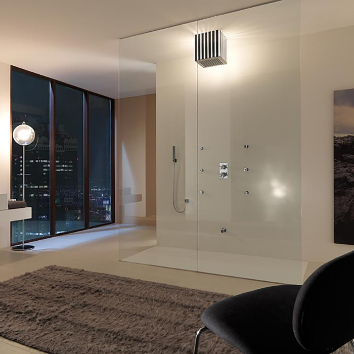 Bossini Cube Душевой гарнитур: лейка для душа с держателем и шлангом 150см., цвет: хром