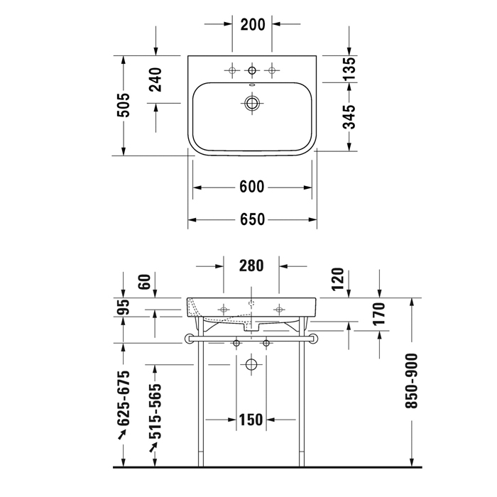 Duravit Happy D.2 Раковина подвесная, 65x50.5 см, 1 отв., шлифованная, с переливом, цвет: белый