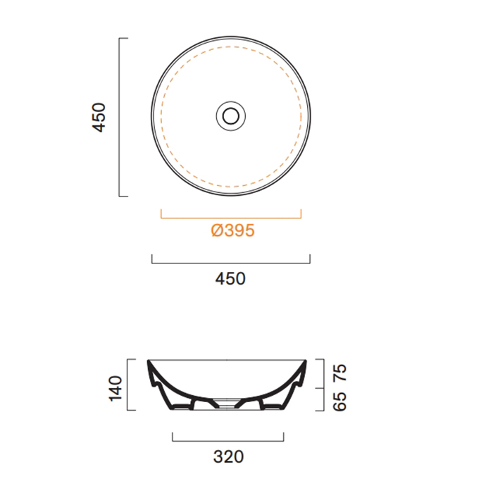 Catalano Sfera Раковина настольная или полувстраиваемая D45см., цвет: белый глянцевый