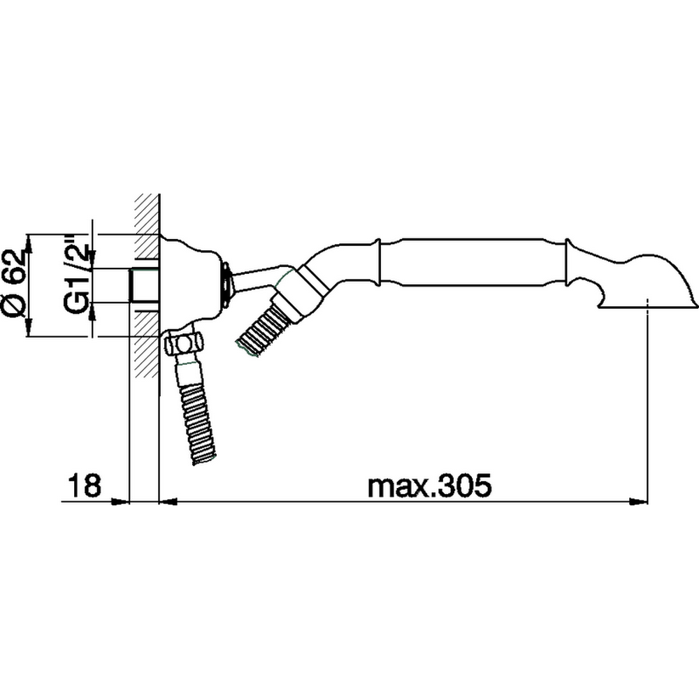 CISAL Arcana Toscana Душевой гарнитур:ручная лейка,шланг 120 см,вывод с держателем, цвет: золото 