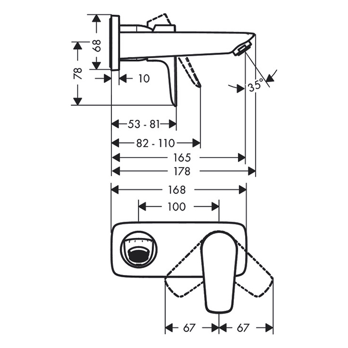 Hansgrohe Talis E Смеситель для раковины, настеный, излив: 16,5см., внешняя часть, цвет: хром