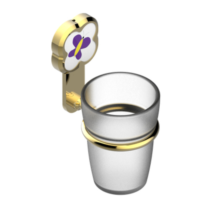 THG CAPUCINE MAUVE DECOR OR Стакан подвесной, стекло матовое, декор лиловый, цвет: полированное золото