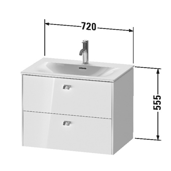 Duravit Brioso База подвесная 72x47.9x55.5см с раковиной, 2 ящика, цвет: глянцевый белый