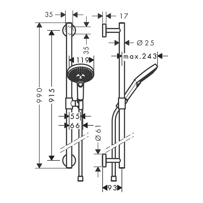 Hansgrohe Raindance Sel.S 120/U'Comfort Душевой гарнитур, 90см., цвет: хром