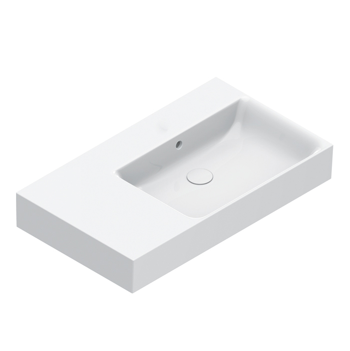Catalano Premium Раковина 80x47см чаша справа, без отв., цвет: белый глянцевый