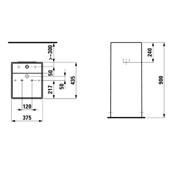 Laufen Kartell Раковина 37.5х43.5х90 см, 1 отв., напольная, без перелива, цвет: белый