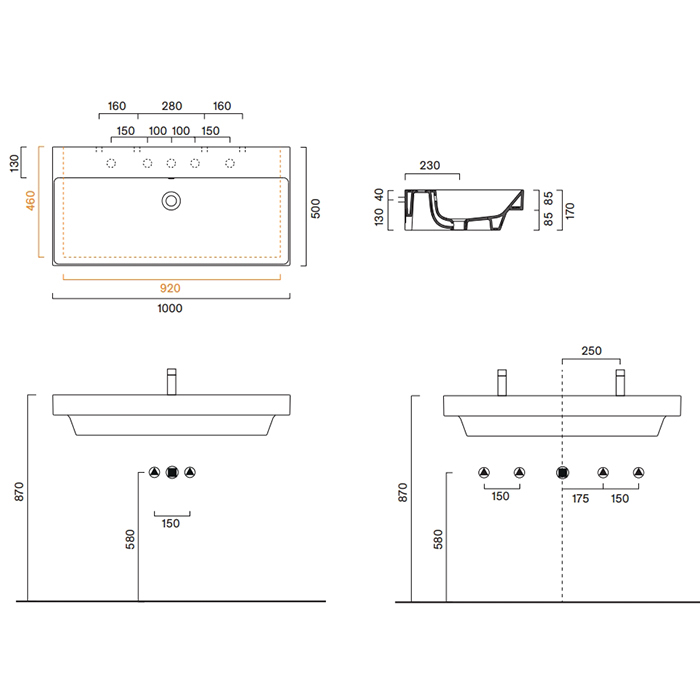 Catalano Zero Раковина 100x50см, без отв., цвет: белый глянцевый