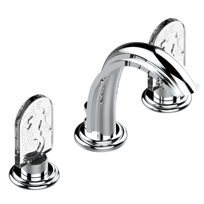 THG Naïade Смеситель для раковины, 3 отв., цвет: хром/прозрачный хрусталь