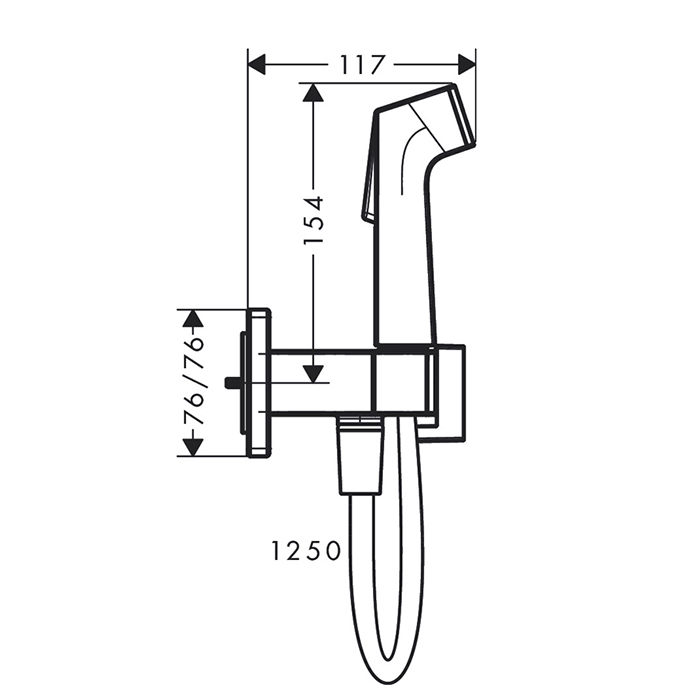 Hansgrohe Bidette E Гигиенический душ со смесителем, шланг 125см, держатель, цвет: хром