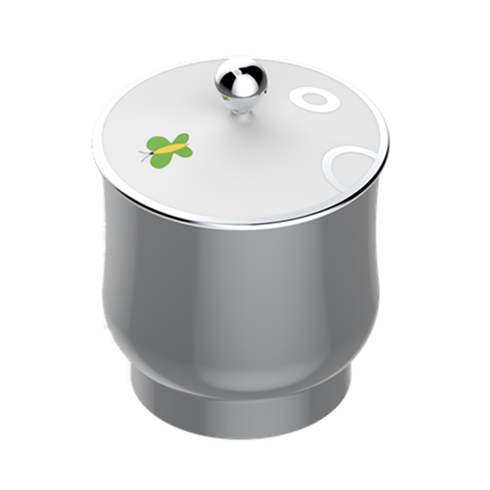 THG CAPUCINE VERT DECOR PLATINE Китайская лакированная коробка с белой керамической крышкой Ø94 мм., small size, декор платина/зеленый, цвет: белый