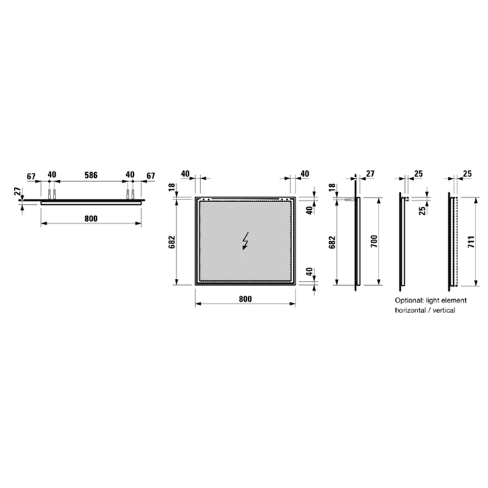 LAUFEN Frame 25 Зеркало 80х70х2.5см., цвет: алюминий