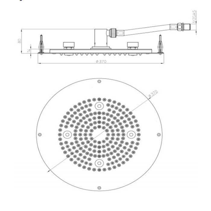 BOSSINI DREAM-OKI Верхний душ Ø 370 мм, с 4 LED RGB, блок питания/управления, Cromoterapia, цвет: хром