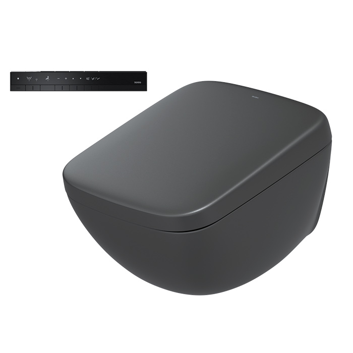 TOTO Neorest WX1 Комплект: Унитаз подвесной 66x45см, сиденье, инсталяция, клавиша смыва, Cefiontect, Rimless, цвет: черный матовый
