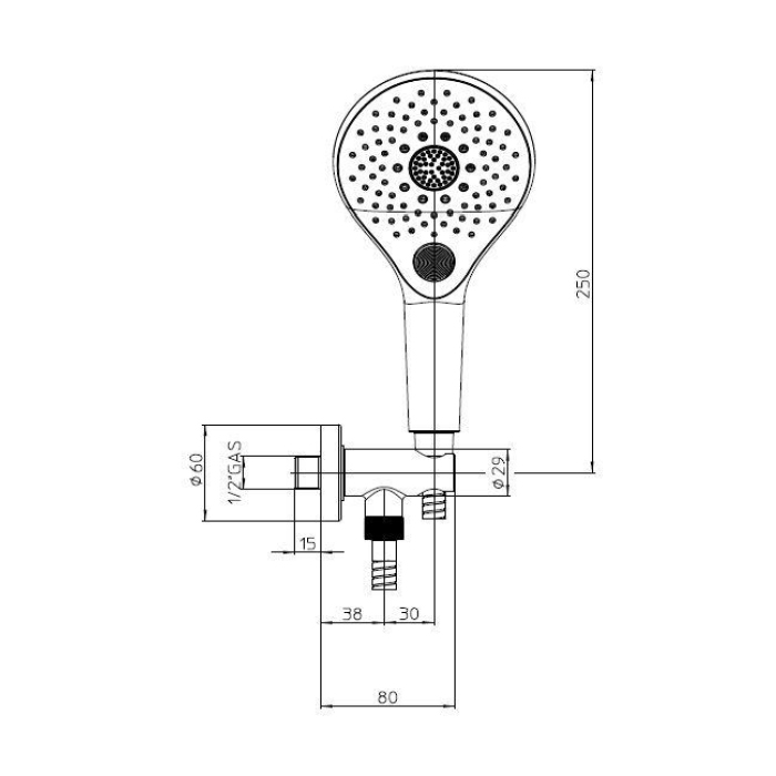 Bossini Syncronia Душевой комплект: ручной душ, держатель с подводом воды, шланг 150см, цвет: хром