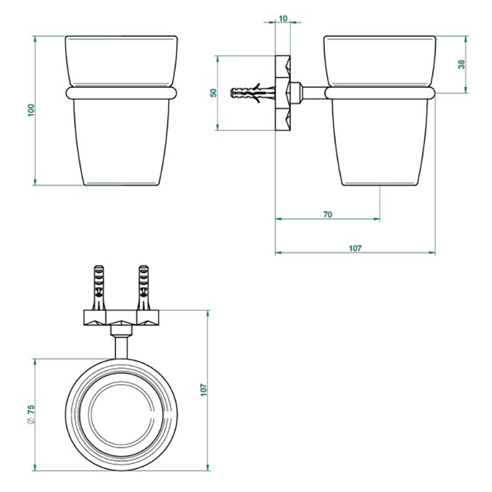 THG Nihal Porcelaine Ivoire Стакан стеклянный, подвесной, цвет: Soft gold