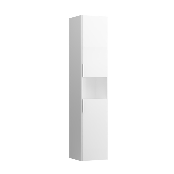 Laufen Base Высокий шкаф 35x33.5x165см., 2 дверцы, петли справа, 1 открытая полка, 4 стеклянные полки, дизайн совпадает со шкафами под раковину, цвет: белый глянцевый   