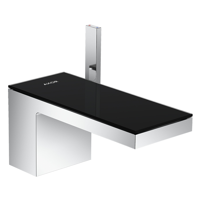 Axor MyEdition Смеситель для раковины 70, на 1 отв., излив 200мм, с донным клапаном, цвет: хром/черное стекло