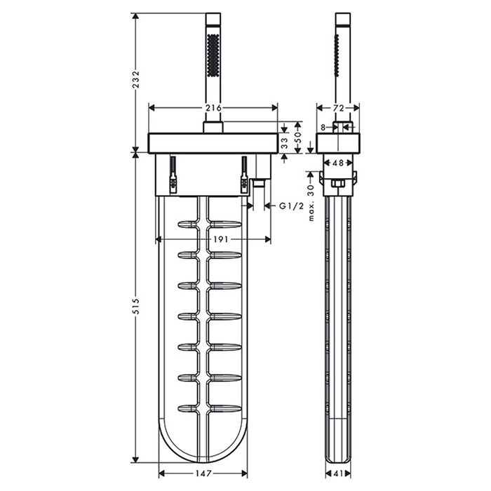 Axor Edge Душевой набор на край ванны, душ 2jet, цвет: хром