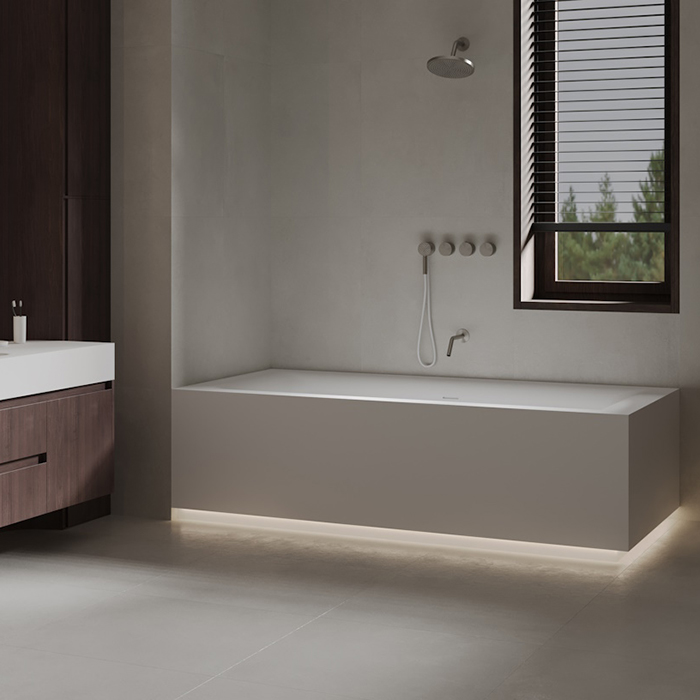 Salini Ariosa Axis Ванна 210х100х65см., встраиваемая, S-Stone, с донным клапаном "Click-Clack", сифоном, слив-переливом, ножками, цвет: белый матовый