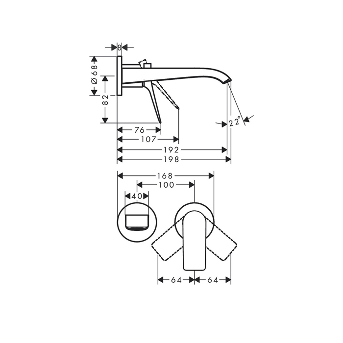 Hansgrohe Vivenis Смеситель для раковины. настенный. 195 ХР, цвет: белый матовый