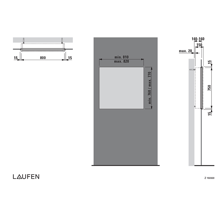 Laufen Frame 25 Монтажная рама для зеркальных шкафов, 4.0880.4, 4.0881.4, 4.0882.4