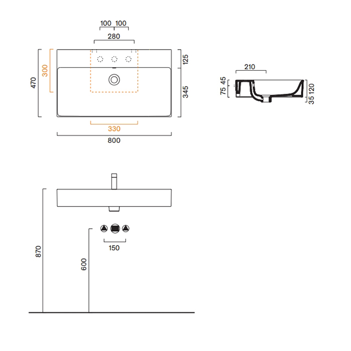 Catalano Premium Раковина 80x47см, без отв., цвет: белый матовый