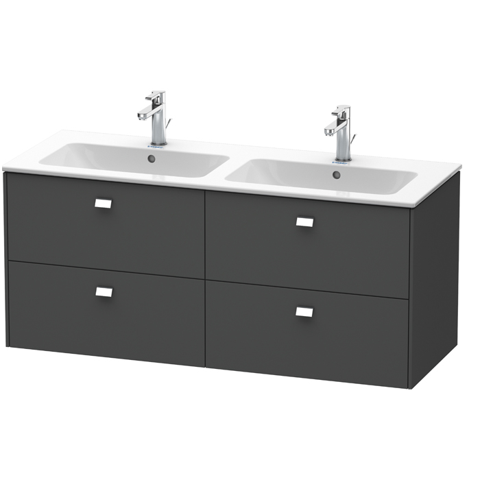 Duravit  Brioso Тумба подвесная 129x47.9х55.3см, с раковиной, с 4 выдвижными ящиками, цвет: графит матовый